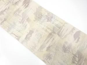 遠山に木立ち模様織り出し　名古屋帯